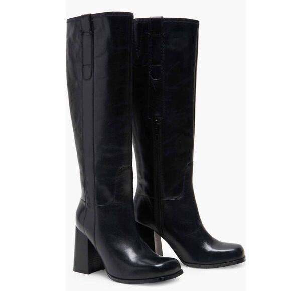 Free People Naomi Tall Leather Boots, Black, New, Size 6.5 - Picture 5 of 9